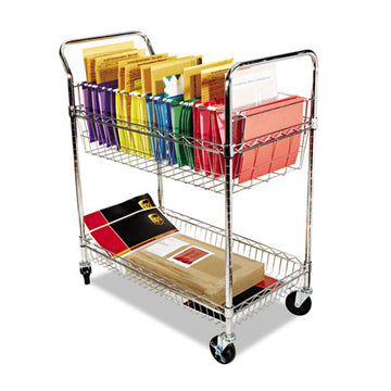 Alera® Carry-all Cart-mail Cart, Two-shelf, 34.88w X 18d X 39.5h, Silver freeshipping - TVN Wholesale